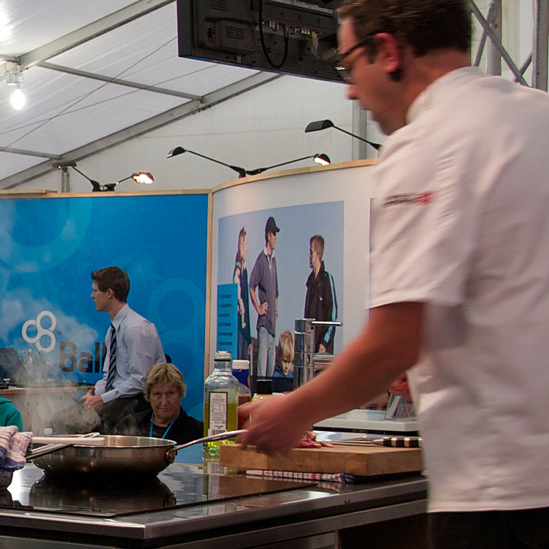 Michael Van de Elzen's cooking demonstration of his pies.